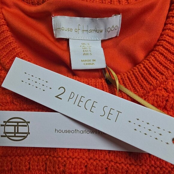 House of Harlow Orange Knit Skirt Set, Women's Small, NWT - Picture 4 of 11